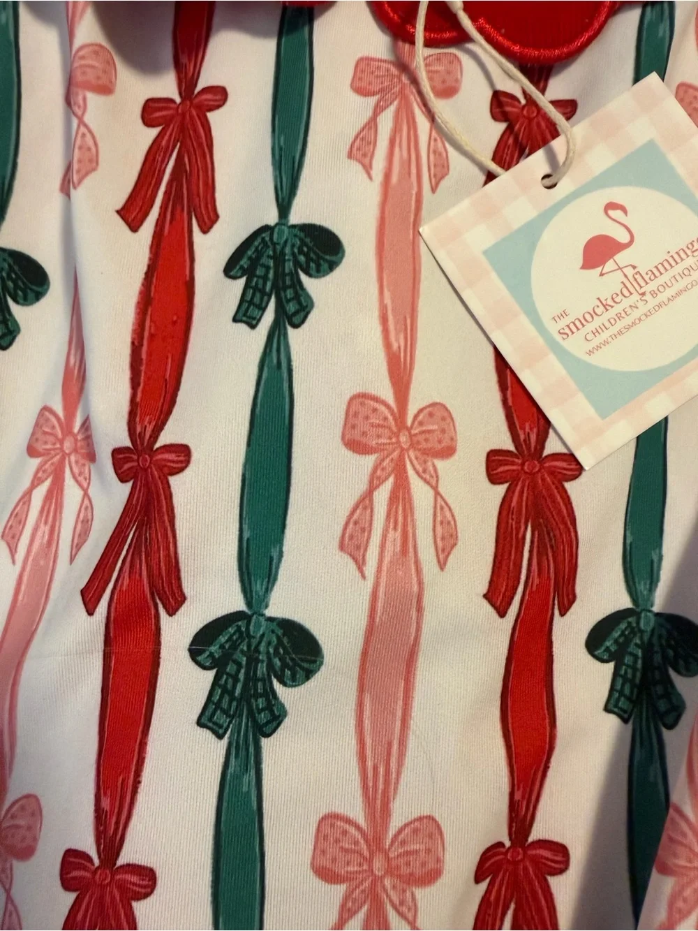 Girls Red Bow Stripe Holiday Tunic